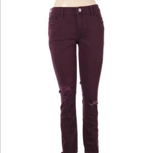 Express size 4 burgundy distressed skinny jeans